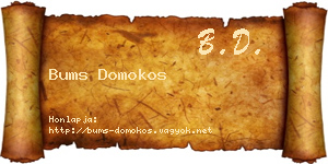 Bums Domokos névjegykártya